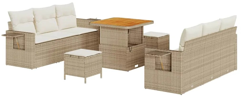 vidaXL Σετ Καναπέ Κήπου 9 pcs Μπεζ συνθετικό ρατάν