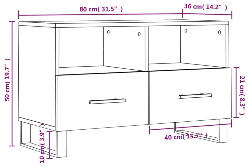 ΈΠΙΠΛΟ ΤΗΛΕΟΡΑΣΗΣ ΜΑΥΡΟ 80 X 36 X 50 ΕΚ. ΑΠΟ ΕΠΕΞΕΡΓΑΣΜΕΝΟ ΞΥΛΟ 828997