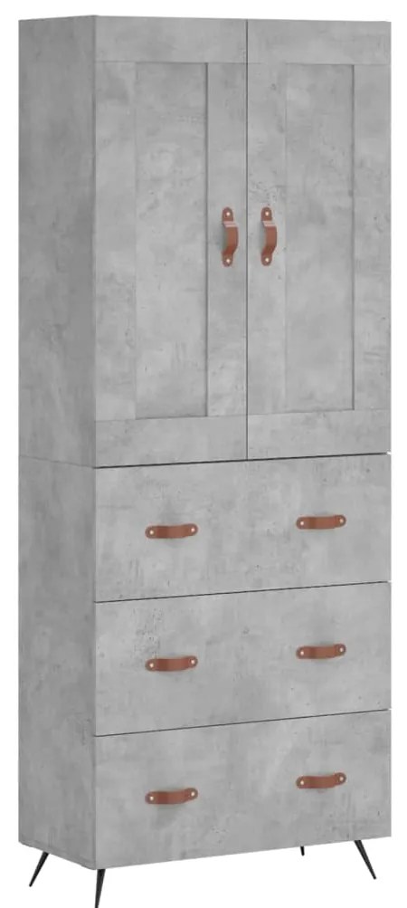 vidaXL Ντουλάπι Γκρι Σκυροδέματος 69,5x34x180 εκ. Επεξεργασμένο Ξύλο