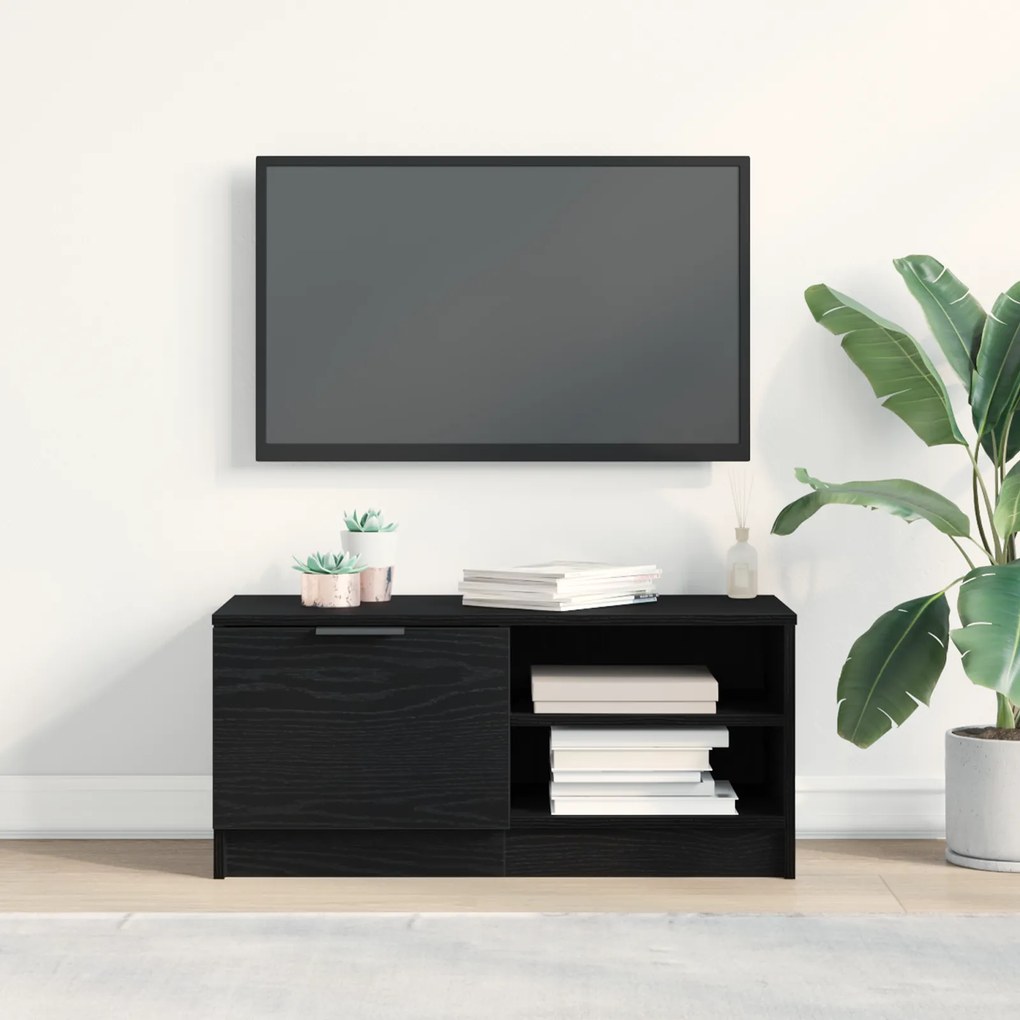 vidaXL Επίπλο TV Μαύρο Δρυς 80x35x36,5 εκ Κατασκευασμένο ξύλο