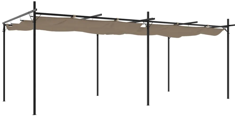 vidaXL Πέργκολα με Πτυσσόμενη Οροφή Taupe 589 x 292 x 230 εκ.