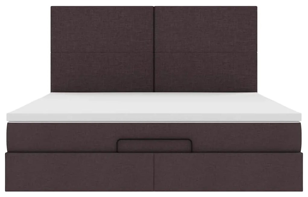 vidaXL Οθωμανικό κρεβάτι με στρώμα σκούρο καφέ 180x200cm ύφασμα