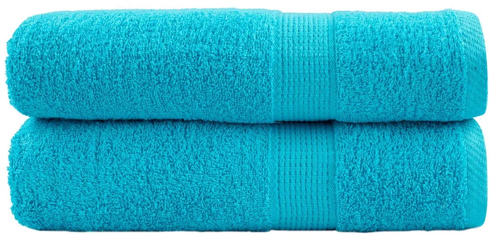 vidaXL Πετσέτες Μπάνιου Premium SOLUND 2 τεμ. Τυρκουάζ 100x150 εκ. 600 γρ./μ²