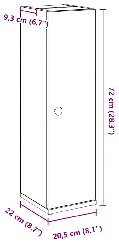 ΝΤΟΥΛΑΠΙ ΜΠΑΝΙΟΥ ΜΕ ΘΗΚΗ ΓΙΑ ΡΟΛΟ ΜΑΥΡΟ 20,5X22X72 CM 858516