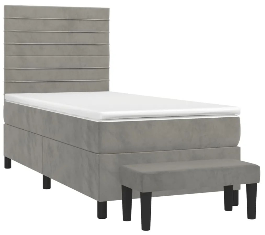 ΚΡΕΒΑΤΙ BOXSPRING ΜΕ ΣΤΡΩΜΑ ΑΝΟΙΧΤΟ ΓΚΡΙ 90X190 ΕΚ. ΒΕΛΟΥΔΙΝΟ 3137875