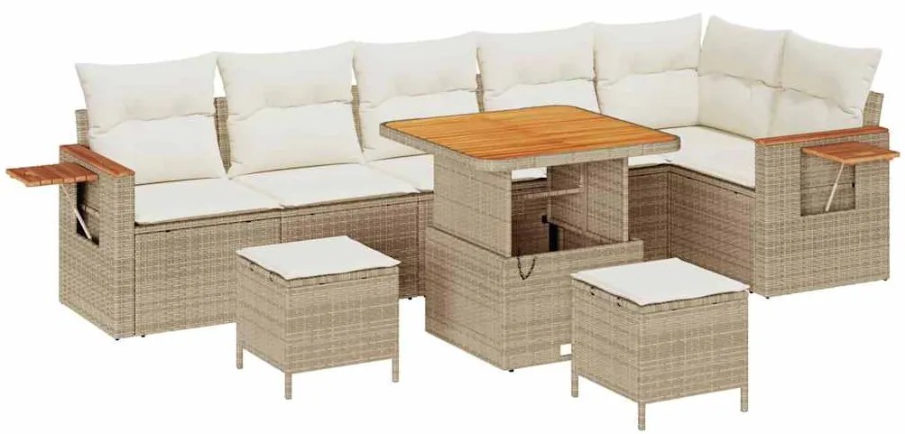 vidaXL Σετ Καναπέ Κήπου 9 pcs μπεζ και κρεμ 80 x 80 x 71 cm
