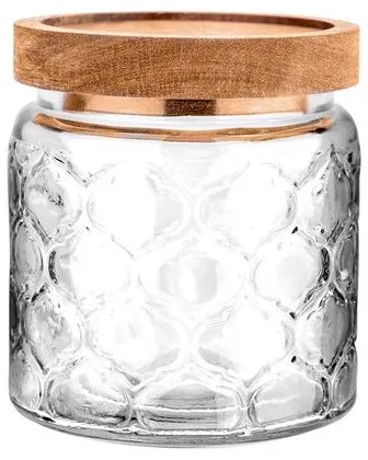 Estia Δοχείο Αποθήκευσης 500ml Φ10x11cm Γυάλινο Ανάγλυφο Allure Διαφανές 01-23591