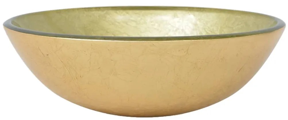 vidaXL Νιπτήρας 42 εκ. Χρώμα Χρυσού από Ψημένο Γυαλί