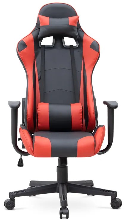 Καρέκλα γραφείου Gaming Alonso Megapap από τεχνόδερμα χρώμα κόκκινο - μαύρο 67x70x125/135 εκ.
