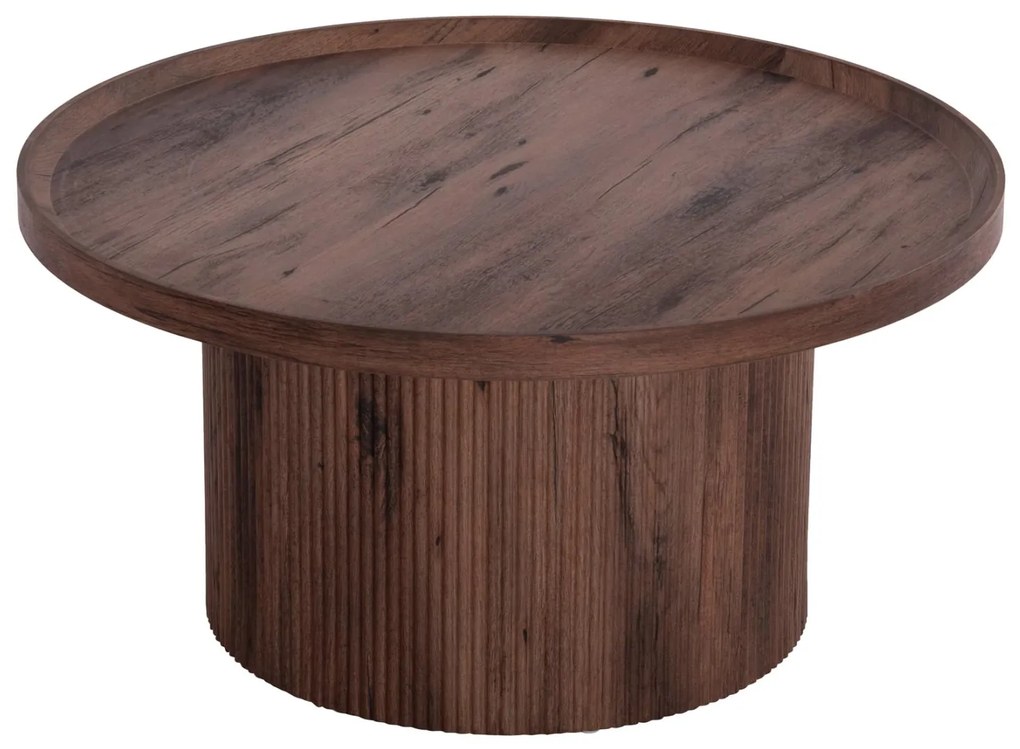 Τραπεζάκι σαλονιού MARGON C18026 MDF σε Σκούρο Καφέ Ξύλο Φ80x40,5Υεκ. 80x80x40.5 εκ.