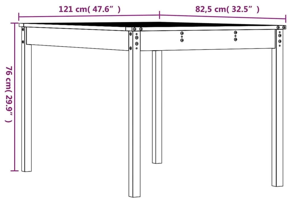 ΤΡΑΠΕΖΙ ΚΗΠΟΥ 121 X 82,5 X 76 ΕΚ. ΑΠΟ ΜΑΣΙΦ ΞΥΛΟ ΠΕΥΚΟΥ 823969