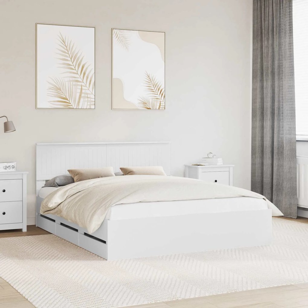 vidaXL Σκελετός Κρεβατιού Λευκό 160 x 200 cm Μηχανήματος Ξύλο