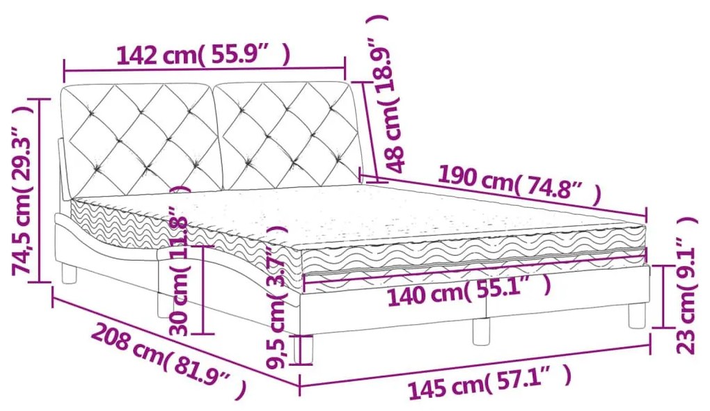 Κρεβάτι με Στρώμα Σκούρο Πράσινο 140x190εκ. Βελούδινο - Πράσινο