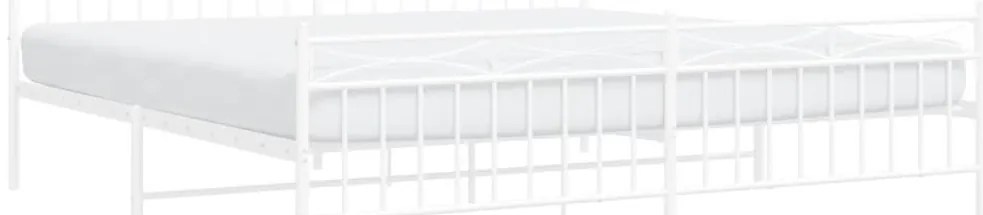 vidaXL Πλαίσιο Κρεβατιού με Κεφαλάρι&amp;Ποδαρικό Λευκό 200x200εκ. Μέταλλο