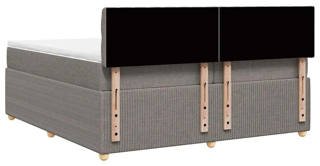 vidaXL Κρεβάτι Boxspring με Στρώμα Taupe 200x200 εκ. Υφασμάτινο