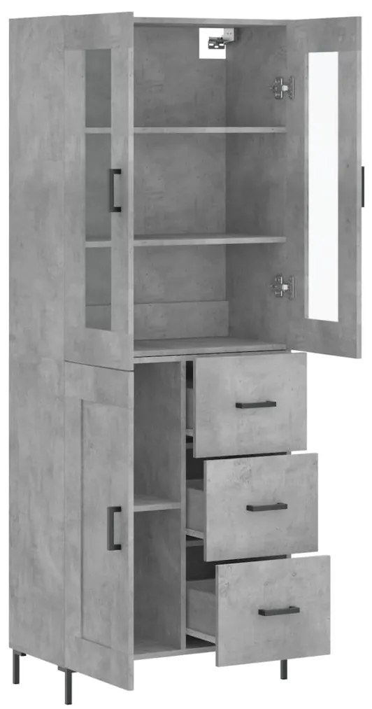 vidaXL Ντουλάπι Γκρι Σκυροδέματος 69,5x34x180 εκ. Επεξεργασμένο Ξύλο