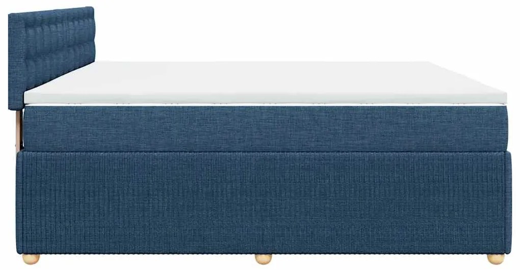 vidaXL Κρεβάτι Boxspring με Στρώμα Μπλε 200x200 εκ. Υφασμάτινο