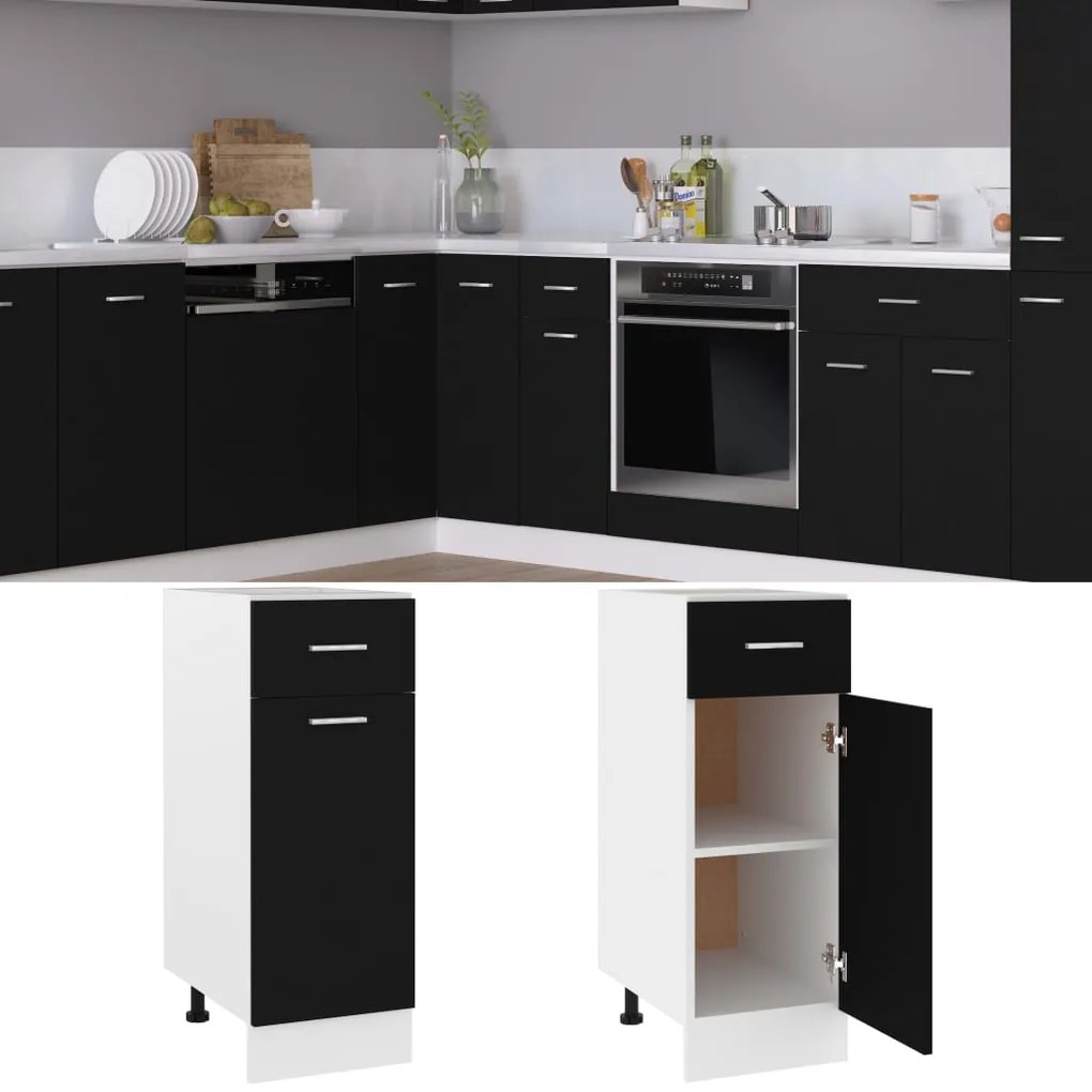 vidaXL Ντουλάπι με Συρτάρια "Lyon" Μαύρο 30x46x81,5 εκ. από Τεχνητό Ξύλο