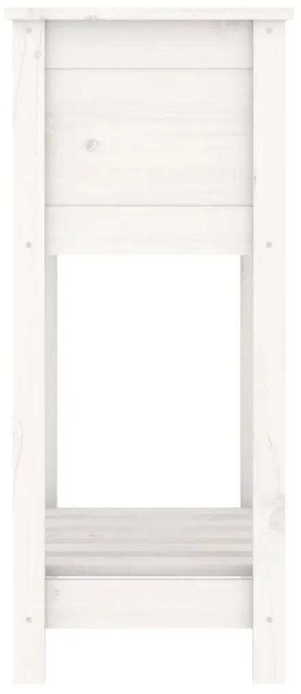 Ζαρντινιέρα με Ράφι Λευκή 54 x 34,5 x 81 εκ. Μασίφ Ξύλο Πεύκου - Λευκό
