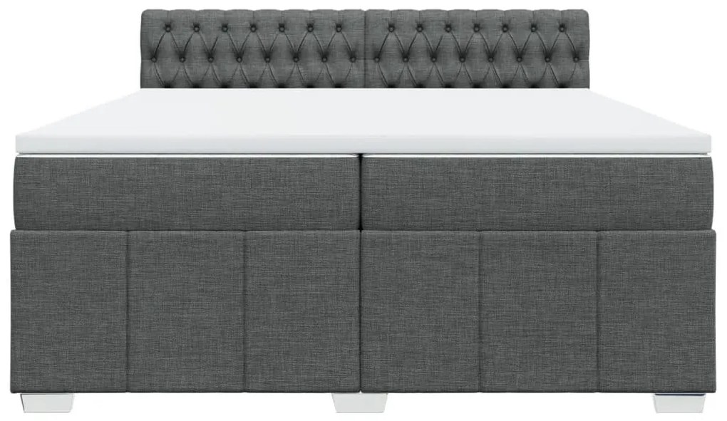 vidaXL Κρεβάτι Boxspring με Στρώμα Σκούρο Γκρι 200x200 εκ. Υφασμάτινο