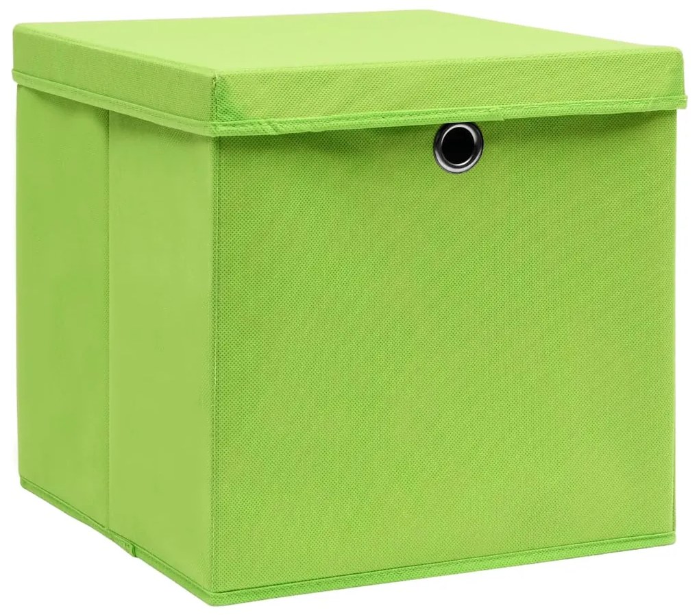 vidaXL Κουτιά Αποθήκευσης με Καπάκια 4 τεμ Πράσινα 32x32x32εκ Ύφασμα