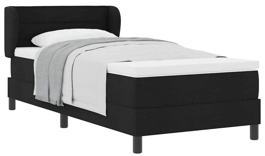 vidaXL Κρεβάτι box spring με στρώμα με στρώμα Μαύρο 90 x 190 cm ύφασμα
