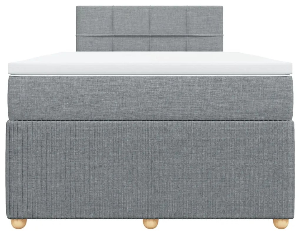 vidaXL Κρεβάτι Boxspring με Στρώμα Ανοιχτό Γκρι 120x200 εκ. Υφασμάτινο