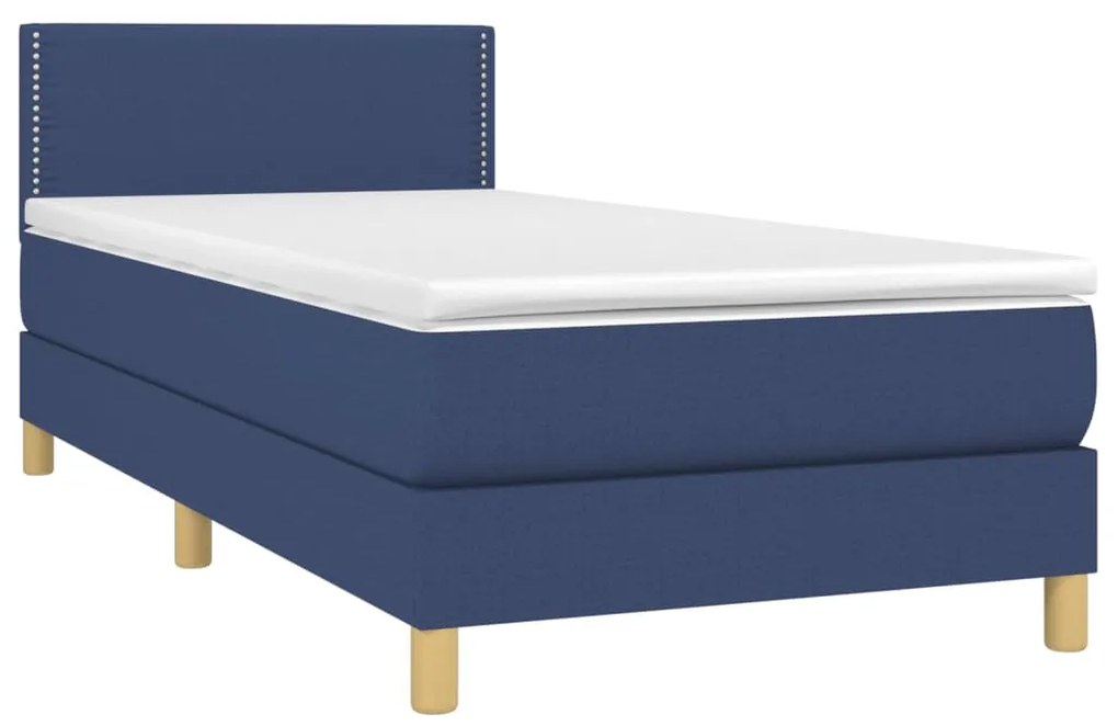 vidaXL Κρεβάτι Boxspring με Στρώμα & LED Μπλε 80x200 εκ. Υφασμάτινο