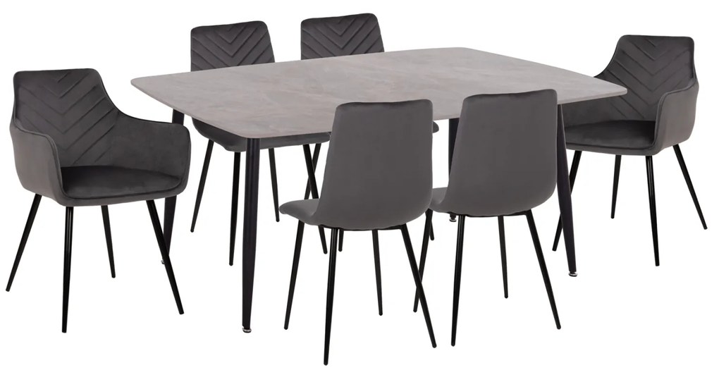 ΣΕΤ ΤΡΑΠΕΖΑΡΙΑΣ 7ΤΜΧ RAVEN HM21070.03 ΚΕΡΑΜΙΚΟ TOP--4 ΚΑΡΕΚΛΕΣ &amp; 2 ΠΟΛΥΘΡΟΝΕΣ ΓΚΡΙ