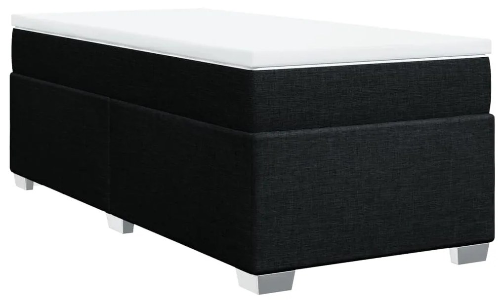 vidaXL Κρεβάτι Boxspring με Στρώμα Μαύρο 100 x 200 εκ. Υφασμάτινο