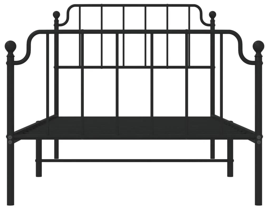 Πλαίσιο Κρεβατιού με Κεφαλάρι/Ποδαρικό Μαύρο 100x200εκ. Μέταλλο - Μαύρο