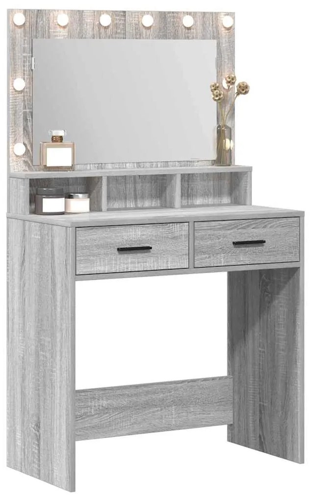 vidaXL Κομοδίνο Γκρίζο Σονομα 79 x 41 x 135 cm Επεξεργασμένο ξύλο