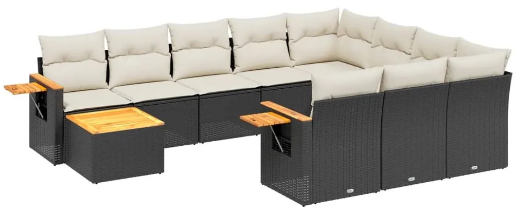 vidaXL Σαλόνι Κήπου Σετ 11 Τεμαχίων Μαύρο Συνθετικό Ρατάν με Μαξιλάρια