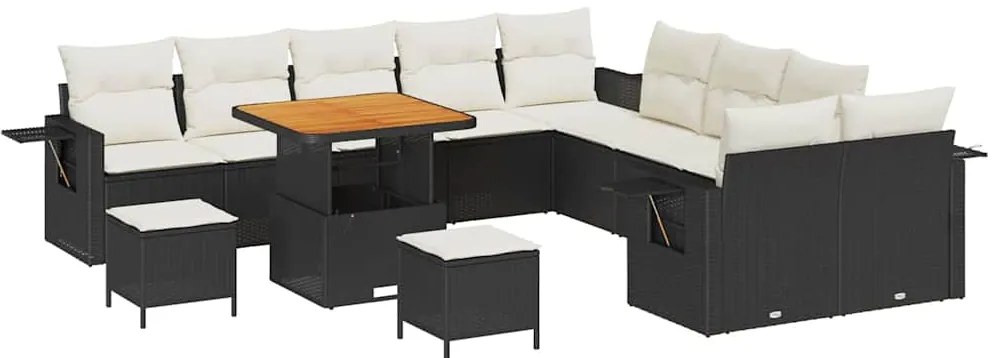 vidaXL Σετ Καναπέ Κήπου 13 pcs Μαύρο συνθετικό ρατάν