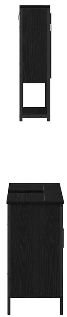 vidaXL Σετ Επίπλων Μπάνιου με ράφι 2 pcs Μαύρο Επεξεργασμένο ξύλο