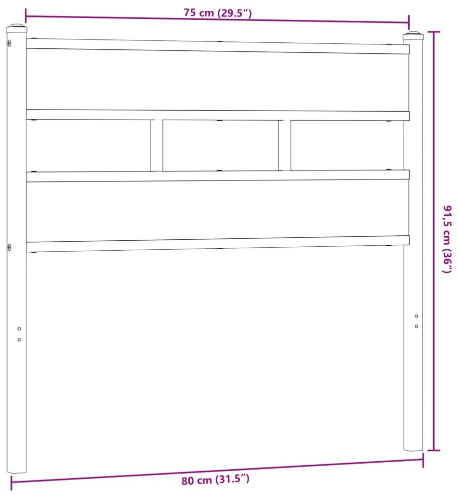 vidaXL Κεφαλάρι Sonoma Δρυς 75 εκ. Σιδερένιο/Επεξεργασμένο Ξύλο