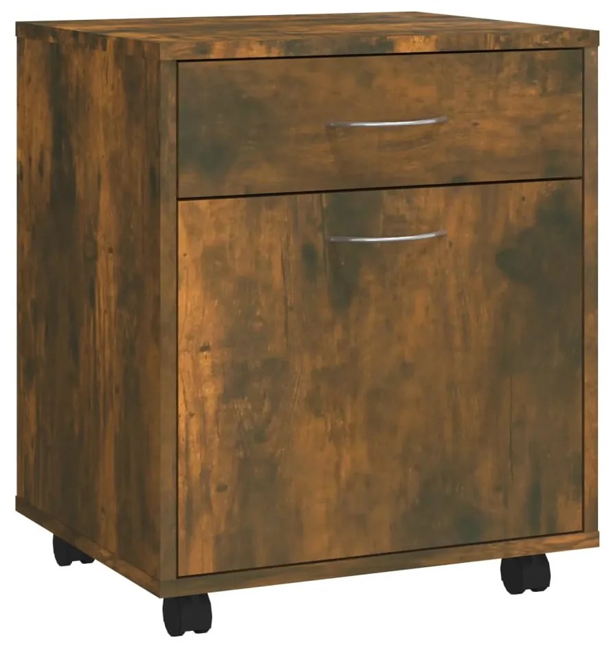vidaXL Ντουλάπι Με Ροδάκια Καπνιστή Δρυς 45x38x54 εκ. Επεξεργ. Ξύλο