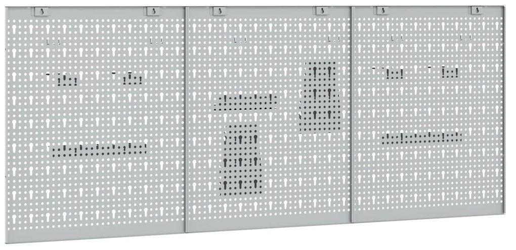 vidaXL Πεγκόρντ - 3 Πακέτα με 15 Αξεσουάρ, Γκρι, 50x60 εκ, Ατσάλι