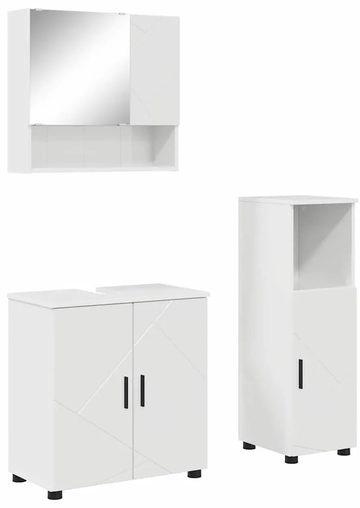 vidaXL Σετ Επίπλων Μπάνιου 3 pcs Γυαλιστερό λευκό 61 x 35 x 64 εκ.
