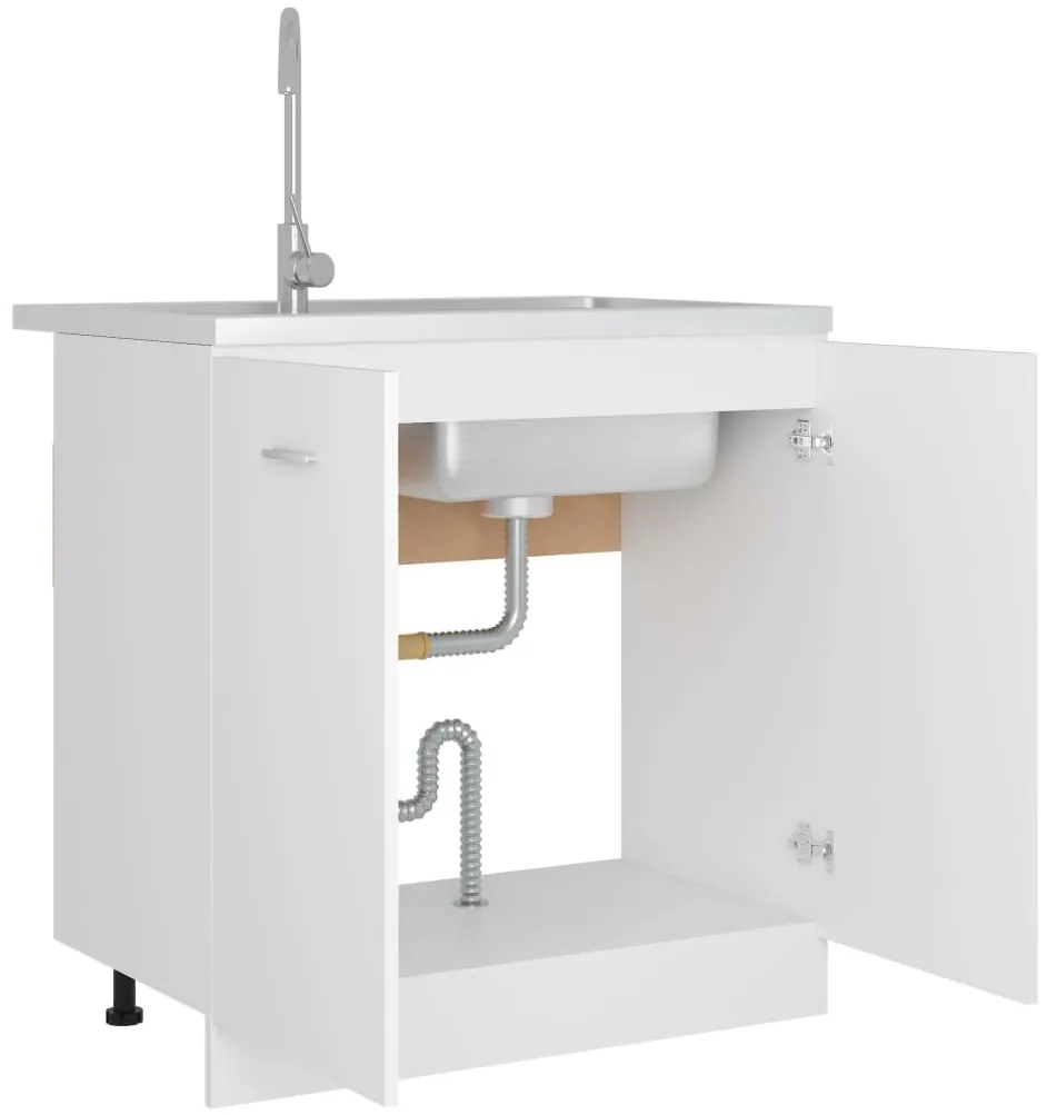vidaXL Ντουλάπι Νεροχύτη Lyon Λευκό 80x46x81,5 εκ. Επεξ. Ξύλο