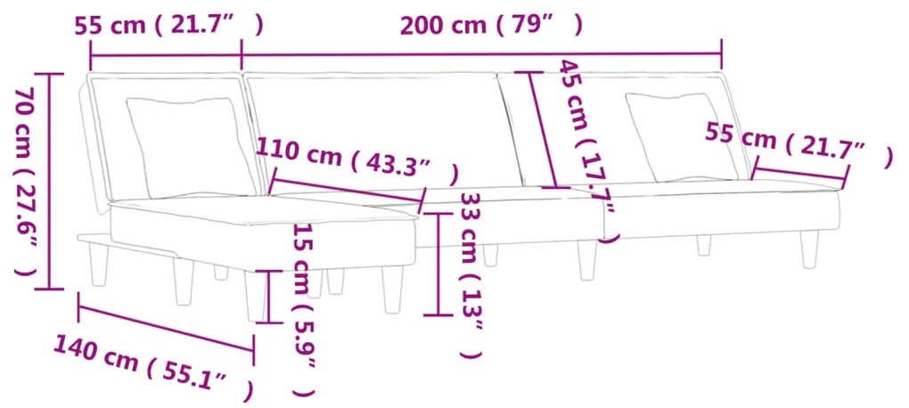 ΚΑΝΑΠΕΣ ΚΡΕΒΑΤΙ ΓΩΝΙΑΚΟΣ ΣΚΟΥΡΟ ΓΚΡΙ 255X140X70 ΕΚ. ΥΦΑΣΜΑΤΙΝΟΣ 3157248