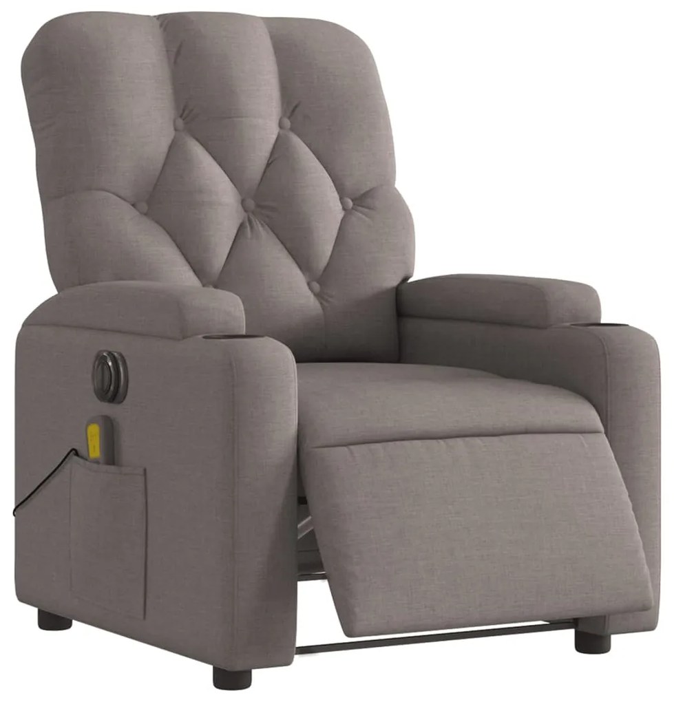 vidaXL Πολυθρόνα Μασάζ Ηλεκτρική Ανακλινόμενη Taupe Υφασμάτινη