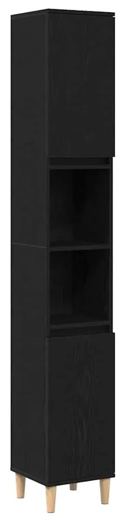 vidaXL Ντουλάπι Μπάνιου Μαύρη Οξυά 30 x 30 x 190 εκ Επεξεργασμένο ξύλο