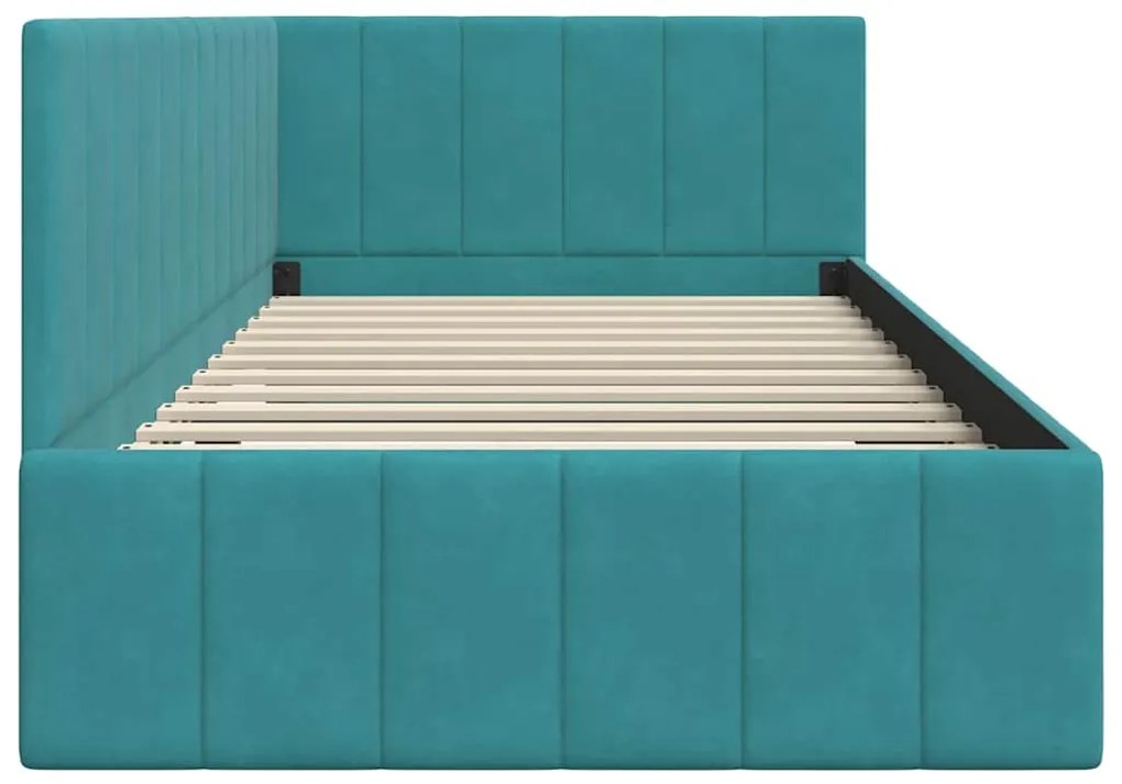 vidaXL Κρεβάτι Γωνίας με κεφαλάρι Τιρκουάζ 100 x 200 cm Βελούδο