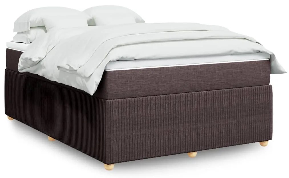 vidaXL Κρεβάτι Boxspring με Στρώμα Σκούρο Καφέ 140x200 εκ Υφασμάτινο