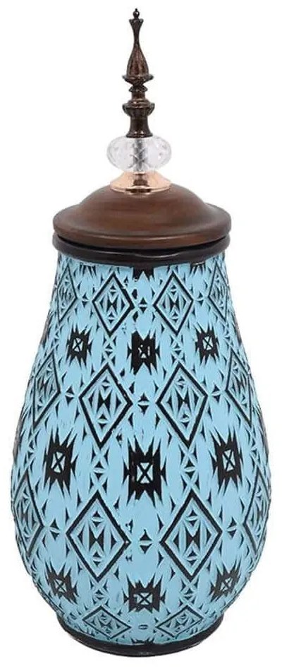 Βάζο Με Καπάκι 373-223-921 17x45cm Blue-Brown Ceramic