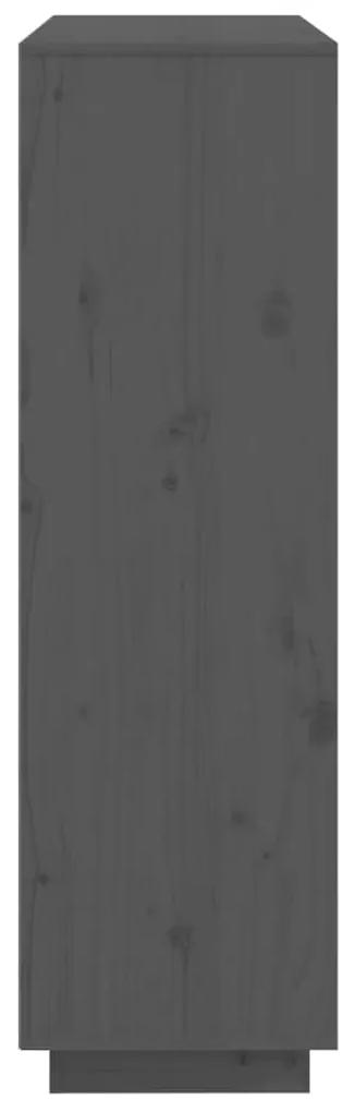 vidaXL Ντουλάπι Ψηλό Γκρι 110,5 x 35 x 117 εκ. από Μασίφ Ξύλο Πεύκου