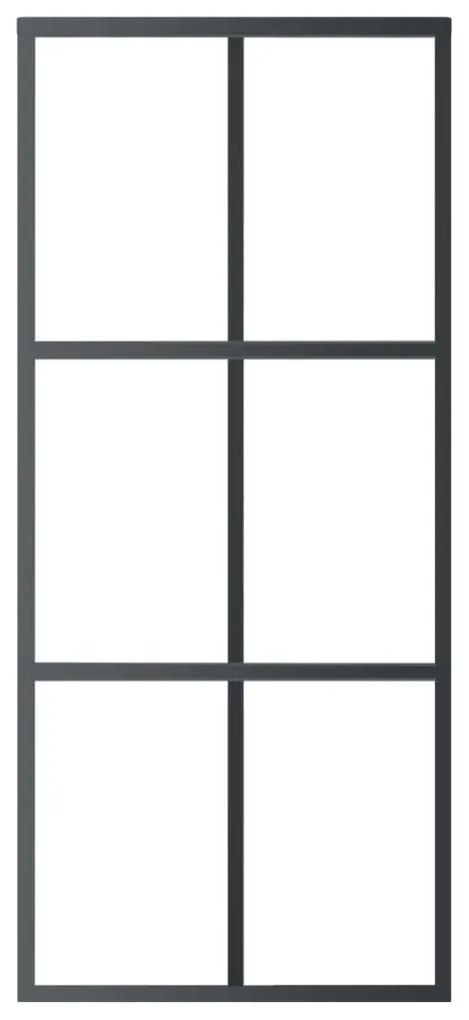 vidaXL Πόρτα Συρόμενη Μαύρη 90 x 205 εκ. από Γυαλί ESG / Αλουμίνιο