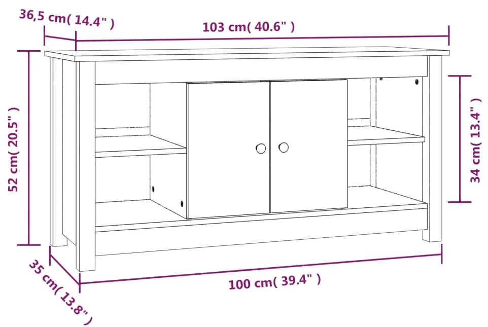 ΈΠΙΠΛΟ ΤΗΛΕΟΡΑΣΗΣ ΓΚΡΙ 103X36,5X52 ΕΚ. ΑΠΟ ΜΑΣΙΦ ΞΥΛΟ ΠΕΥΚΟΥ 814576