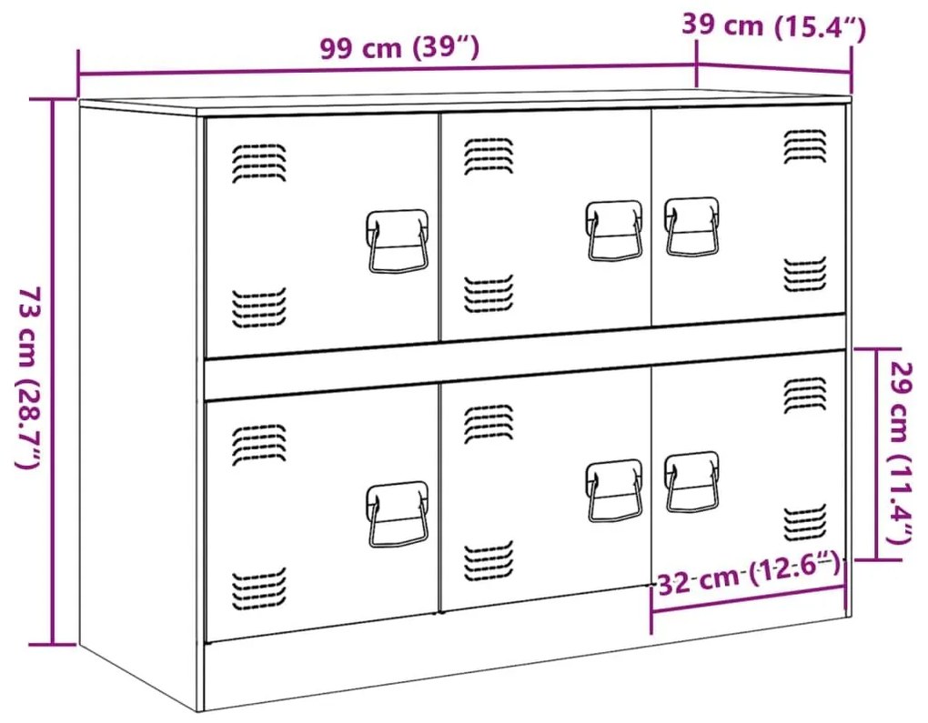 Ντουλάπι Πράσινο Λαδί 99x39x73 εκ. από Ατσάλι - Πράσινο